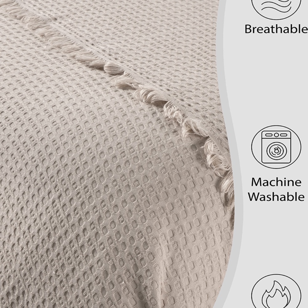 Suvi NYC Waffle Throw Blanket, Organic Turkish Cotton, Lightweight Super Soft - Picture 3 of 12